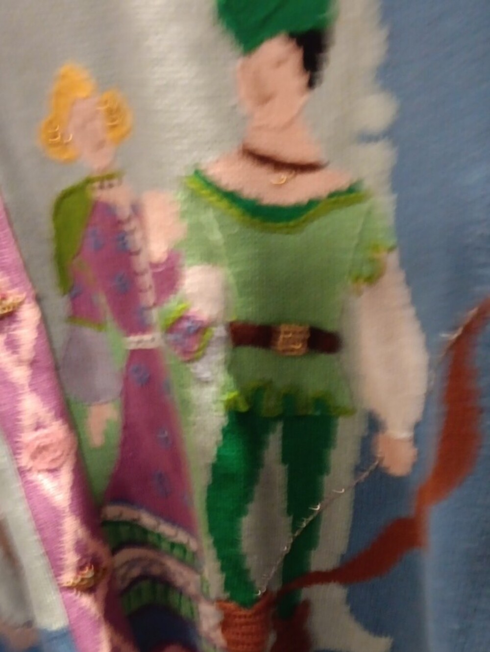 Storybook Knits Novelty Princess & Knight Cardigan - Blue, Pink, Green, Purple - Picture 6 of 6